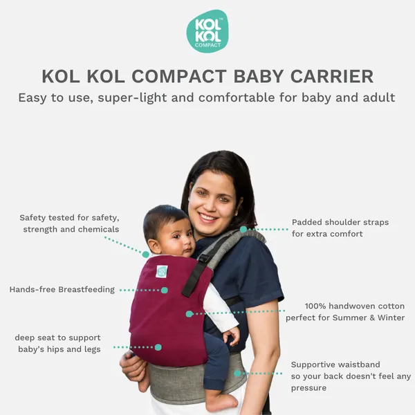 Maroon_Front_&_Back_Compact_Baby_Carrier