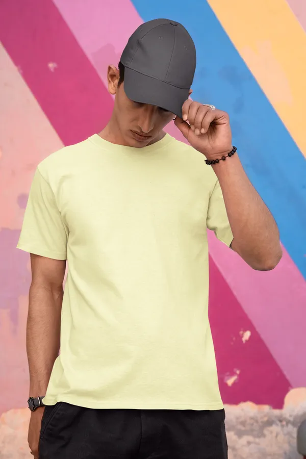 Beige_Cotton_Regular_Fit_T-Shirt_For_Men
