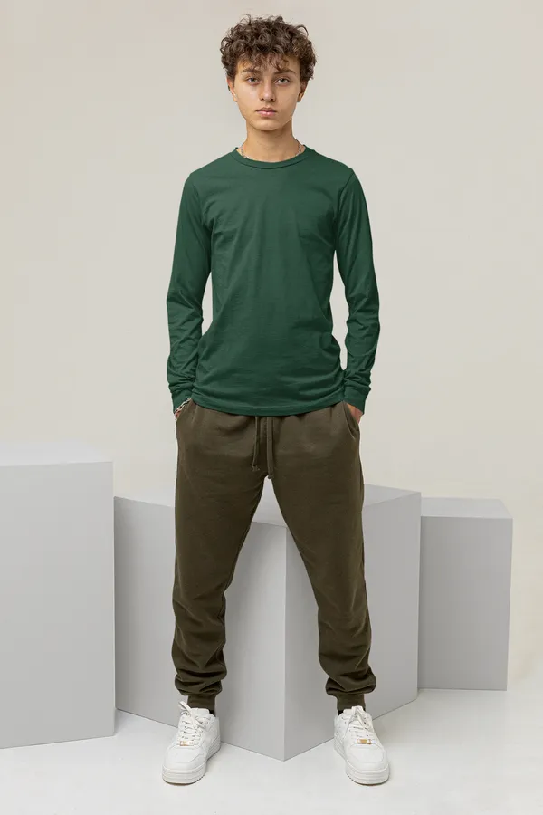 Bottle_Green_Cotton_Regular_Fit_T-Shirt_For_Men