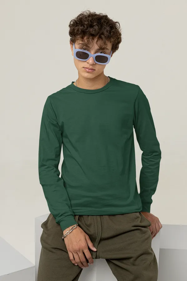 Bottle_Green_Cotton_Regular_Fit_T-Shirt_For_Men