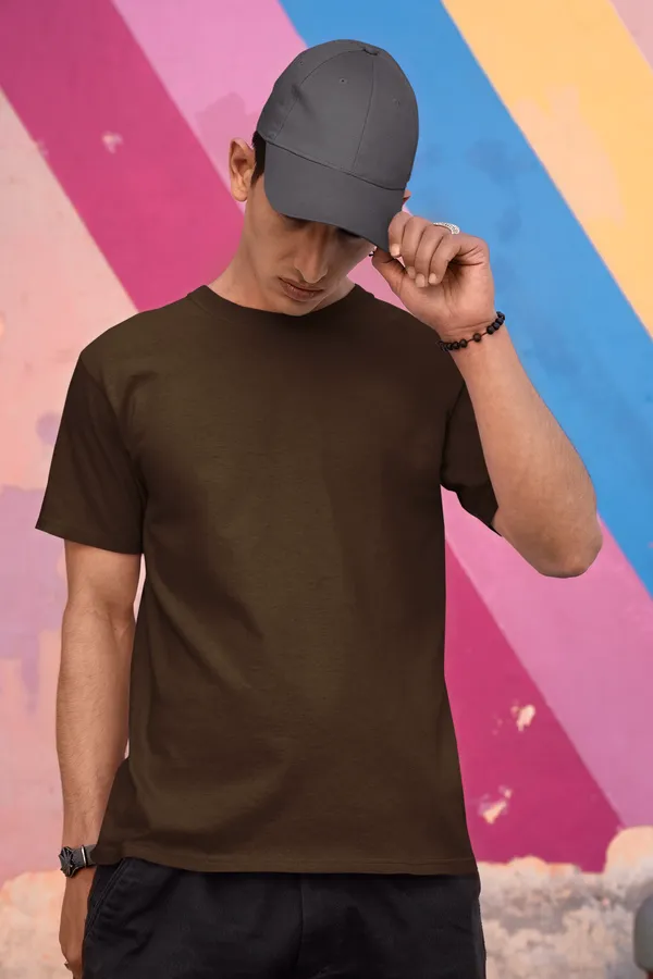 Coffee_Brown_Cotton_Regular_Fit_T-Shirt_For_Men