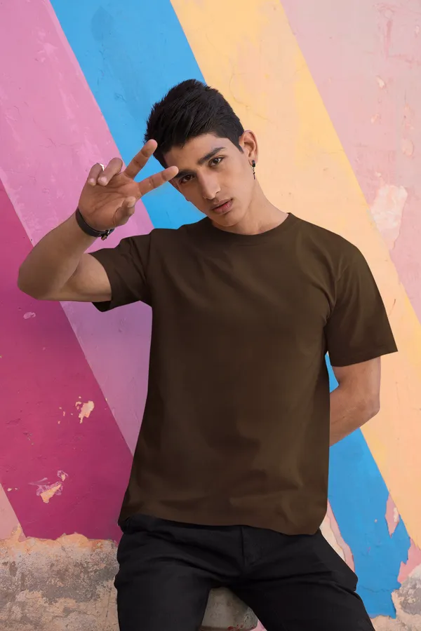 Coffee_Brown_Cotton_Regular_Fit_T-Shirt_For_Men