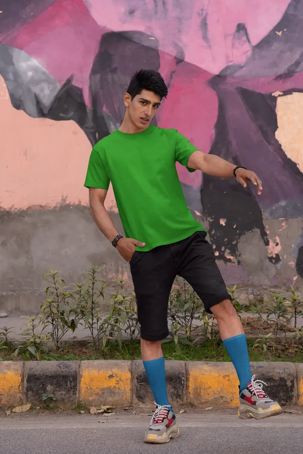 Green_Cotton_Regular_Fit_T-Shirt_For_Men
