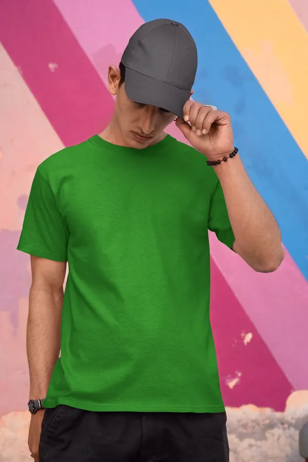 Green_Cotton_Regular_Fit_T-Shirt_For_Men