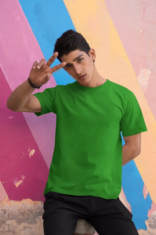 Green_Cotton_Regular_Fit_T-Shirt_For_Men