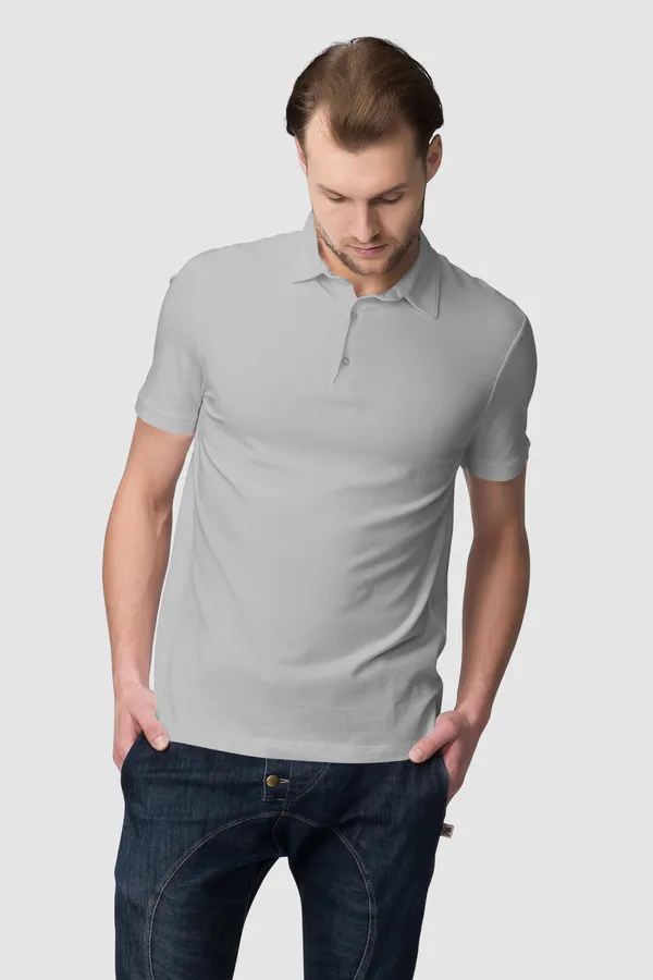 Grey_Cotton_Regular_Fit_Polo_T-Shirt_For_Men