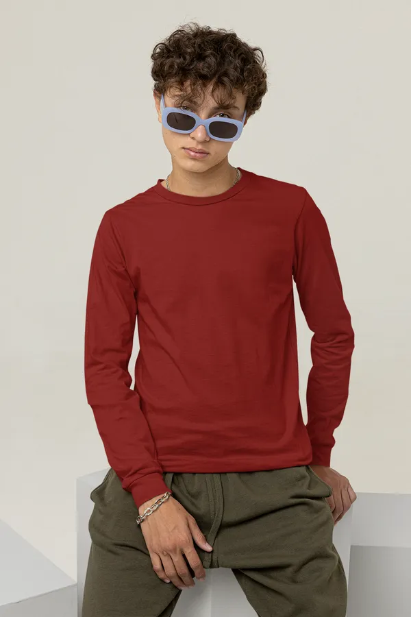 Maroon_Cotton_Regular_Fit_T-Shirt_For_Men