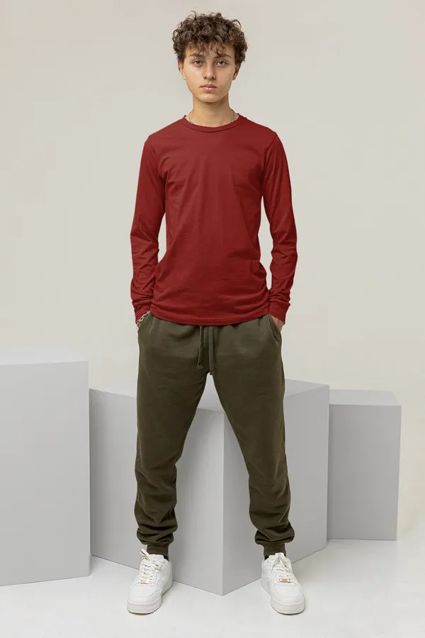 Maroon_Cotton_Regular_Fit_T-Shirt_For_Men