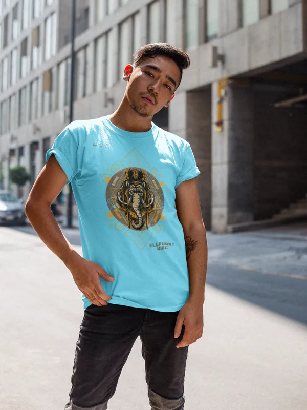 Sky_Blue_Cotton_Regular_Fit_T-Shirt_For_Men