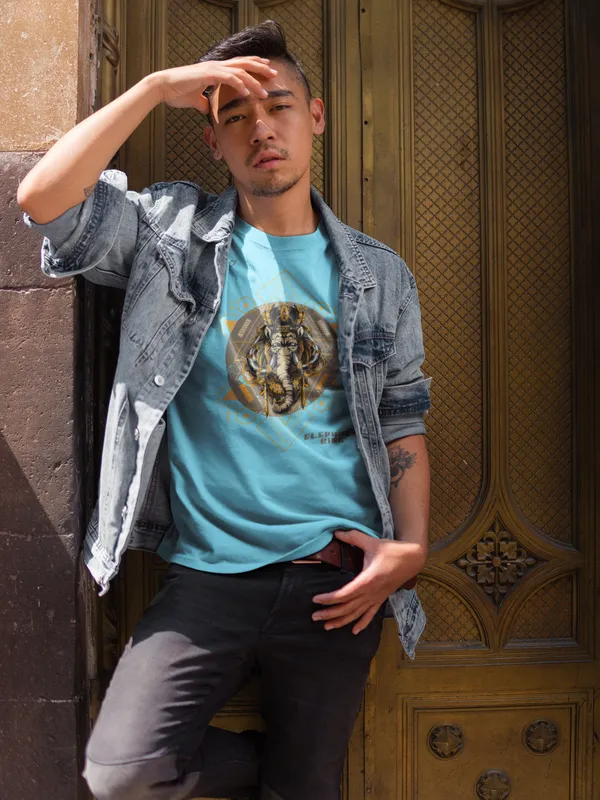 Sky_Blue_Cotton_Regular_Fit_T-Shirt_For_Men
