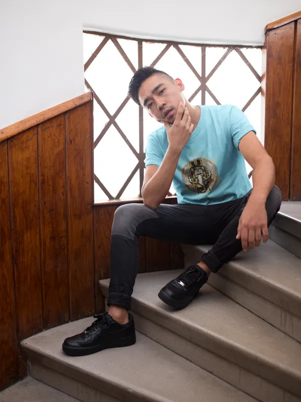 Sky_Blue_Cotton_Regular_Fit_T-Shirt_For_Men
