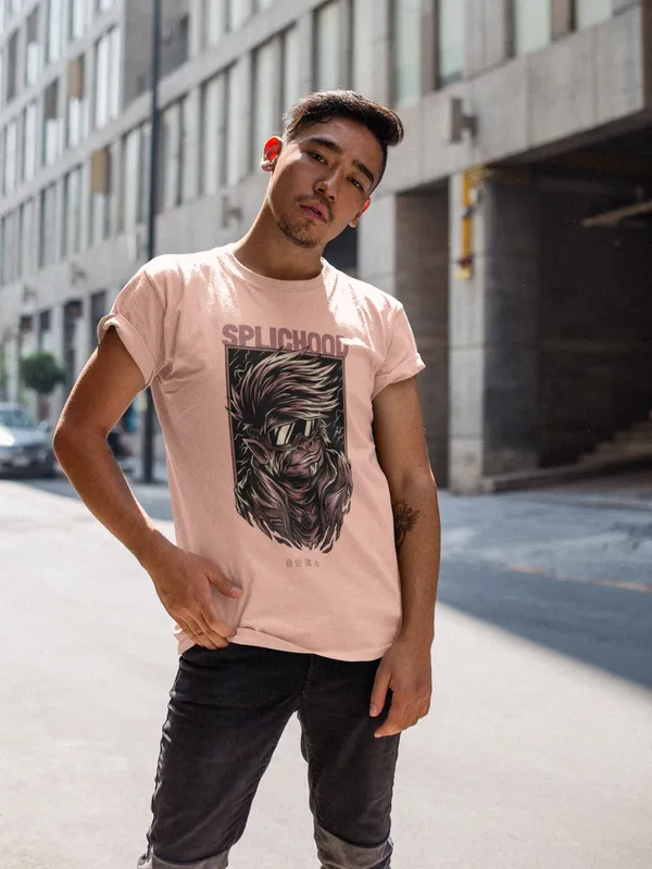 Pink_Cotton_Regular_Fit_T-Shirt_For_Men