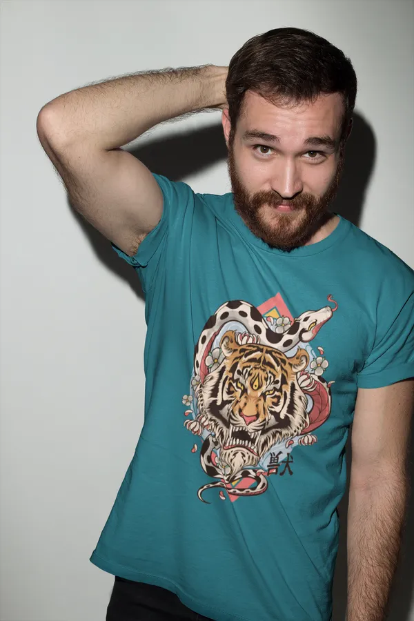 Petrol_Blue_Cotton_Regular_Fit_T-Shirt_For_Men