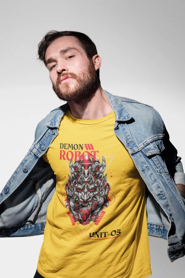 Yellow_Cotton_Regular_Fit_T-Shirt_For_Men
