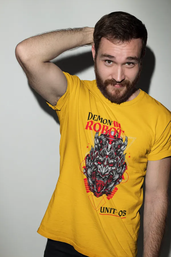 Yellow_Cotton_Regular_Fit_T-Shirt_For_Men
