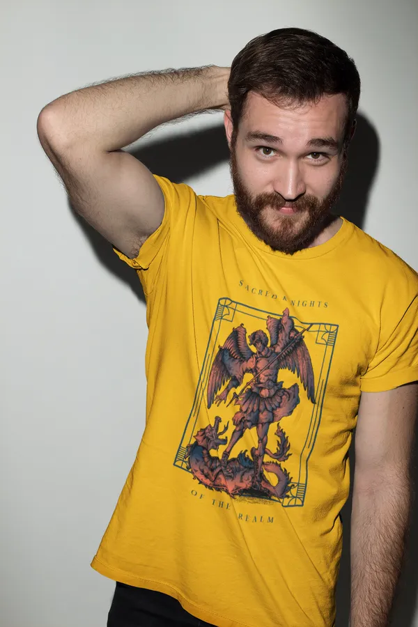 Yellow_Cotton_Regular_Fit_T-Shirt_For_Men