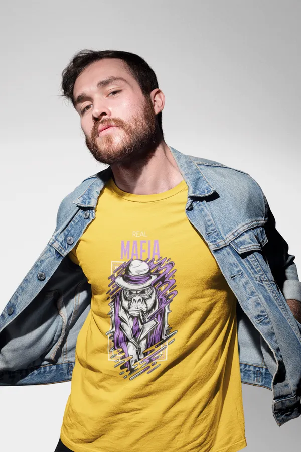 Yellow_Cotton_Regular_Fit_T-Shirt_For_Men