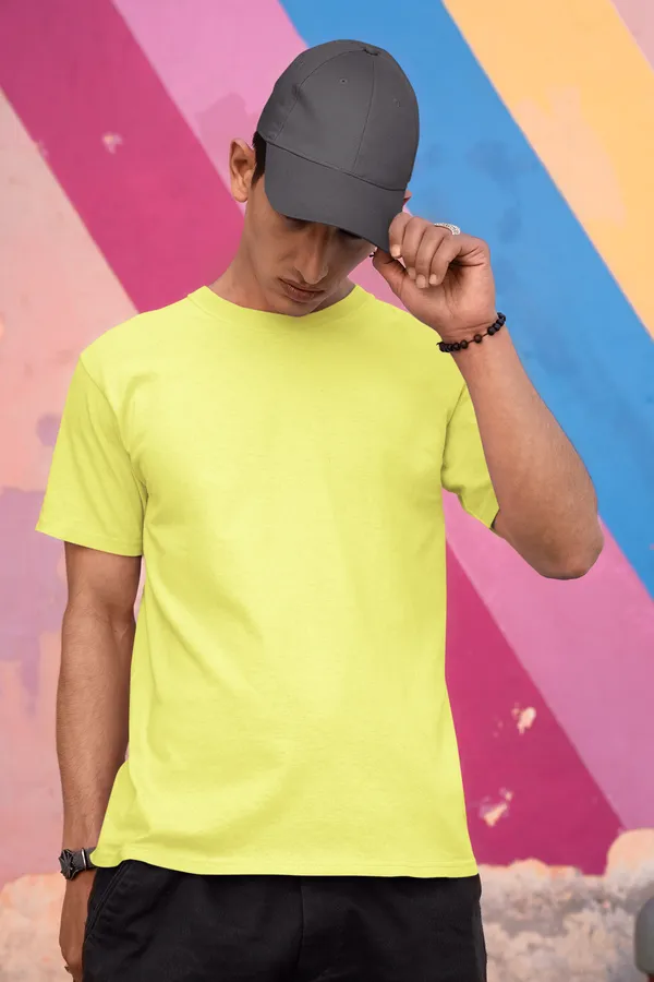 Yellow_Cotton_Regular_Fit_T-Shirt_For_Men