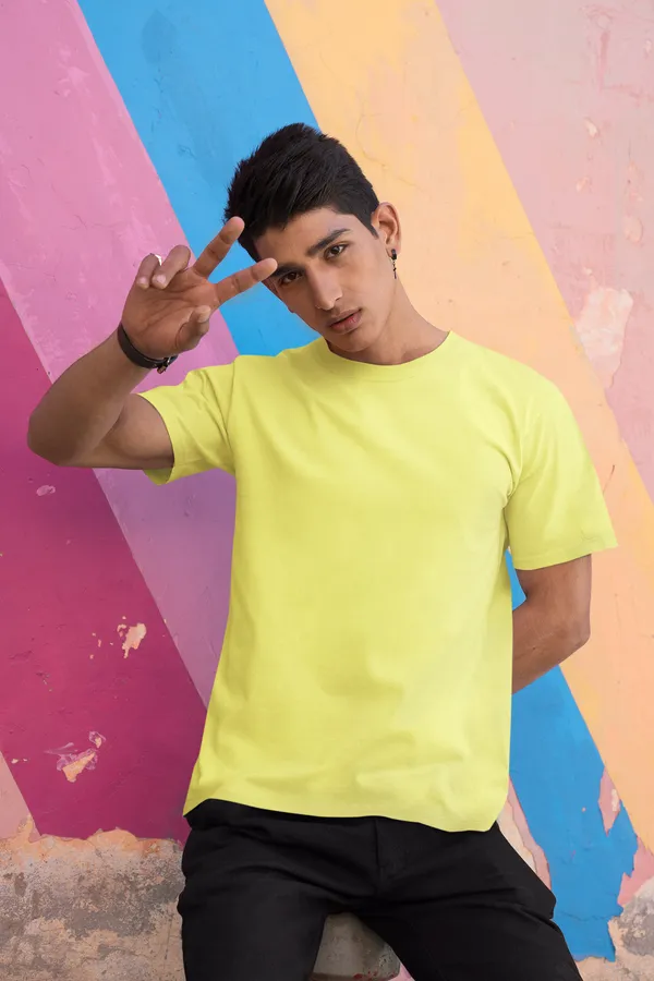 Yellow_Cotton_Regular_Fit_T-Shirt_For_Men