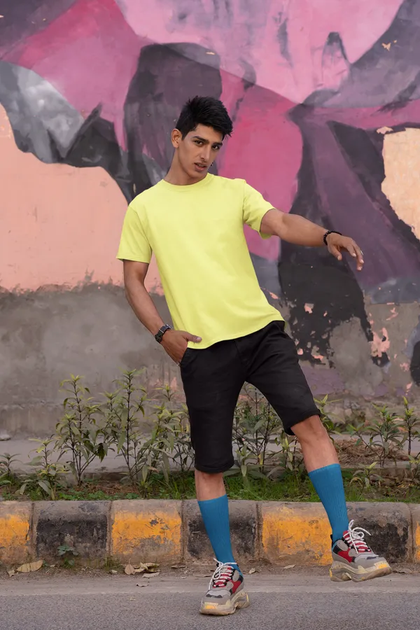 Yellow_Cotton_Regular_Fit_T-Shirt_For_Men