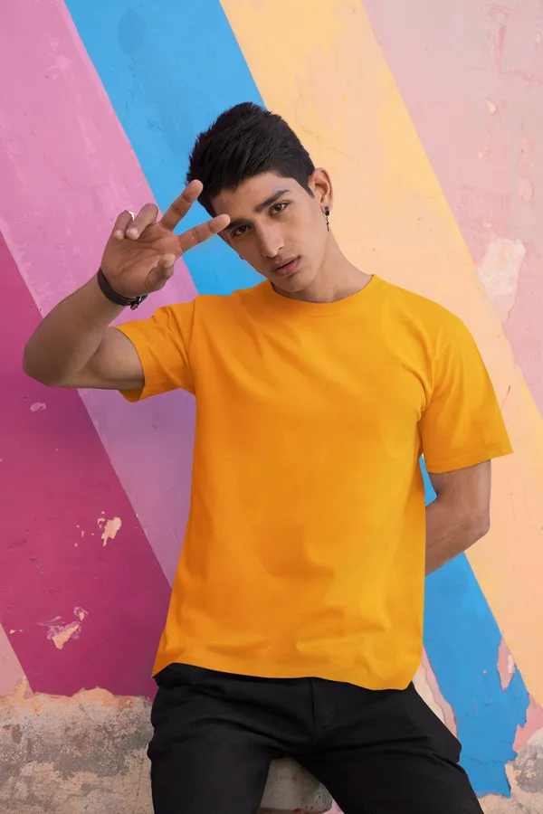 Orange_Cotton_Regular_Fit_T-Shirt_For_Men
