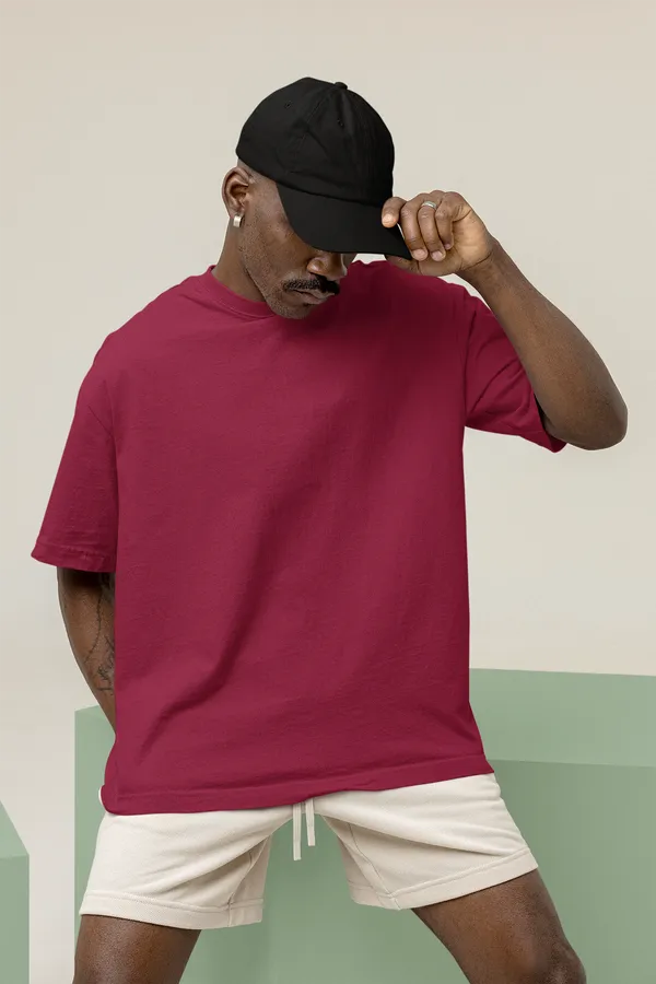 Hot_Pink_Cotton_Oversized_T-Shirt_For_Men
