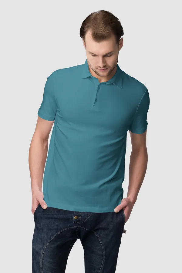 Petrol_Cotton_Regular_Fit_Polo_T-Shirt_For_Men