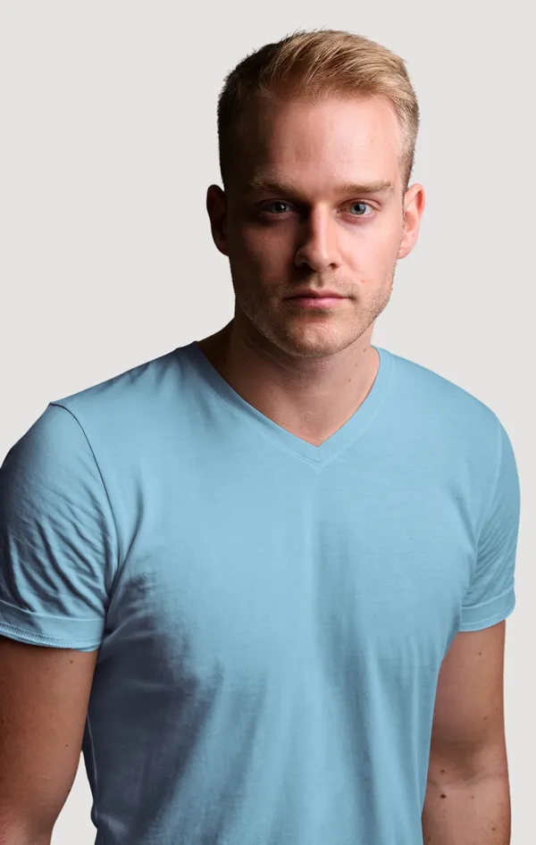 Sky_Blue_Cotton_Regular_Fit_T-Shirt_For_Men