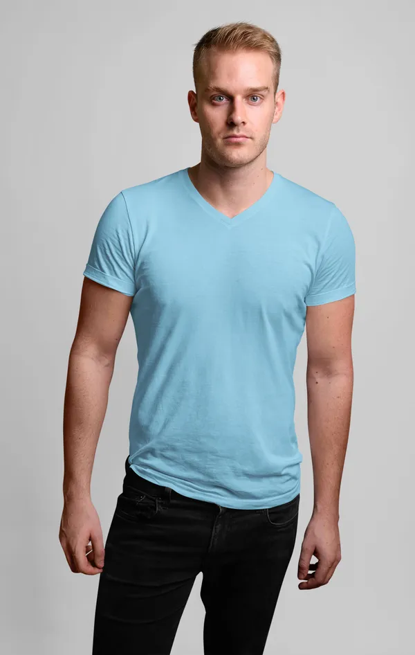 Sky_Blue_Cotton_Regular_Fit_T-Shirt_For_Men