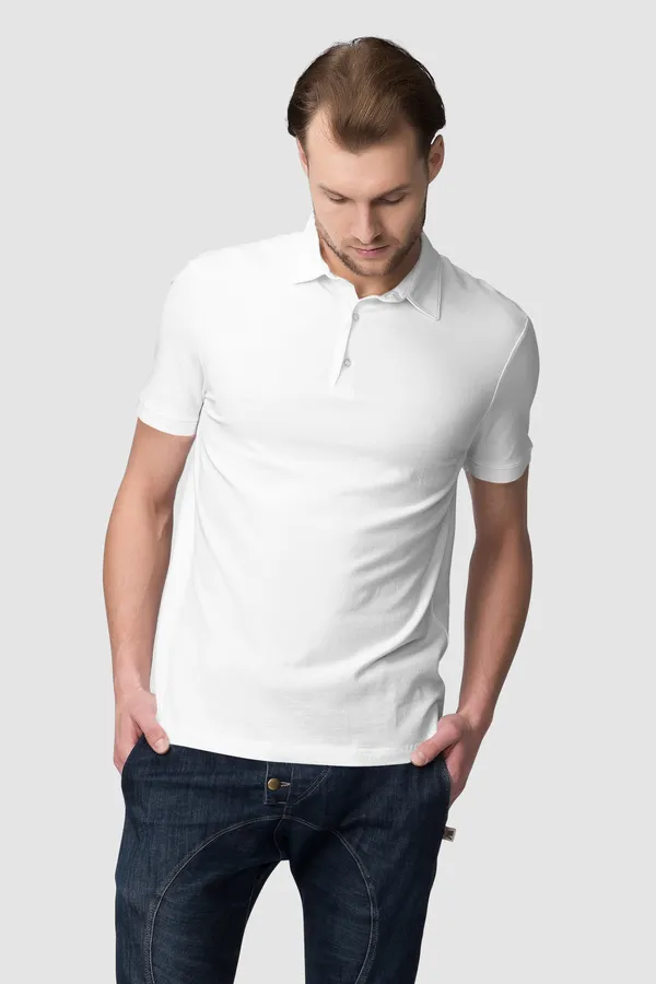 White_Cotton_Regular_Fit_Polo_T-Shirt_For_Men