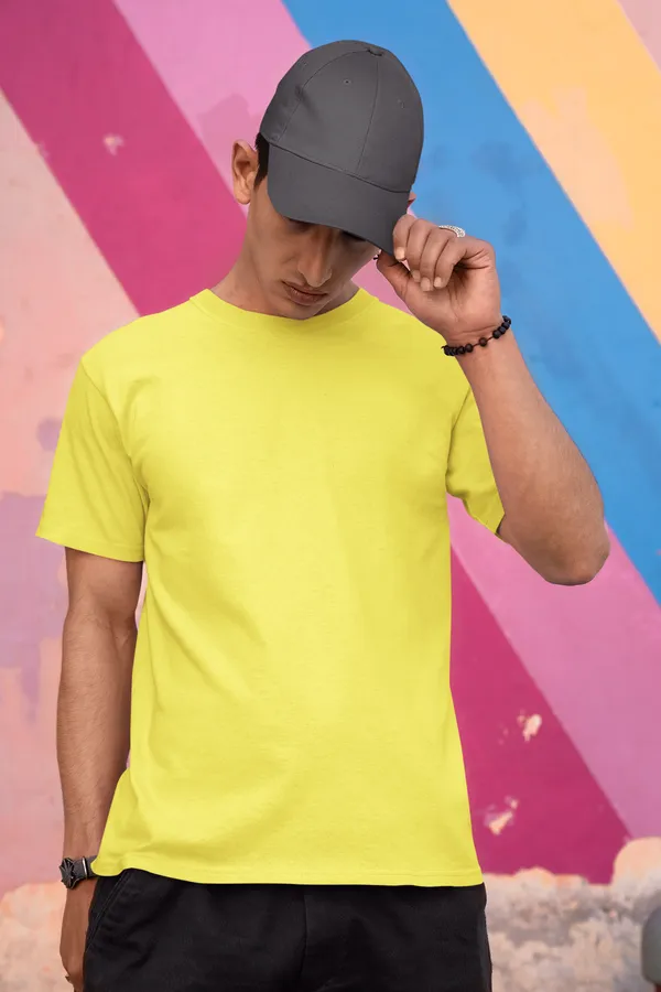 Yellow_Cotton_Regular_Fit_T-Shirt_For_Men