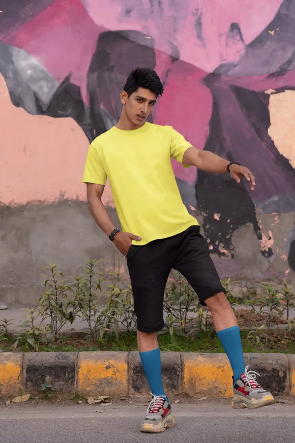 Yellow_Cotton_Regular_Fit_T-Shirt_For_Men