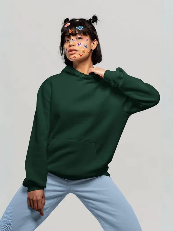 Bottle_Green_Cotton_Regular_Fit_Hoodie_For_Women