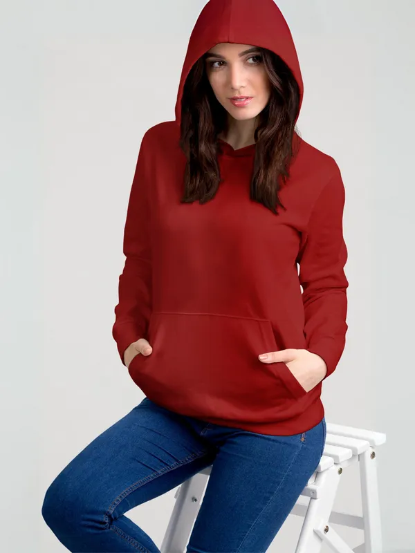 Maroon_Cotton_Regular_Fit_Hoodie_For_Women