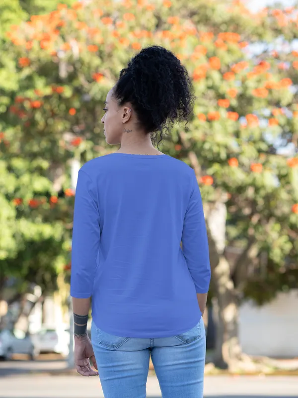 Royal_Blue_Cotton_Regular_Fit_T-Shirt_For_Women