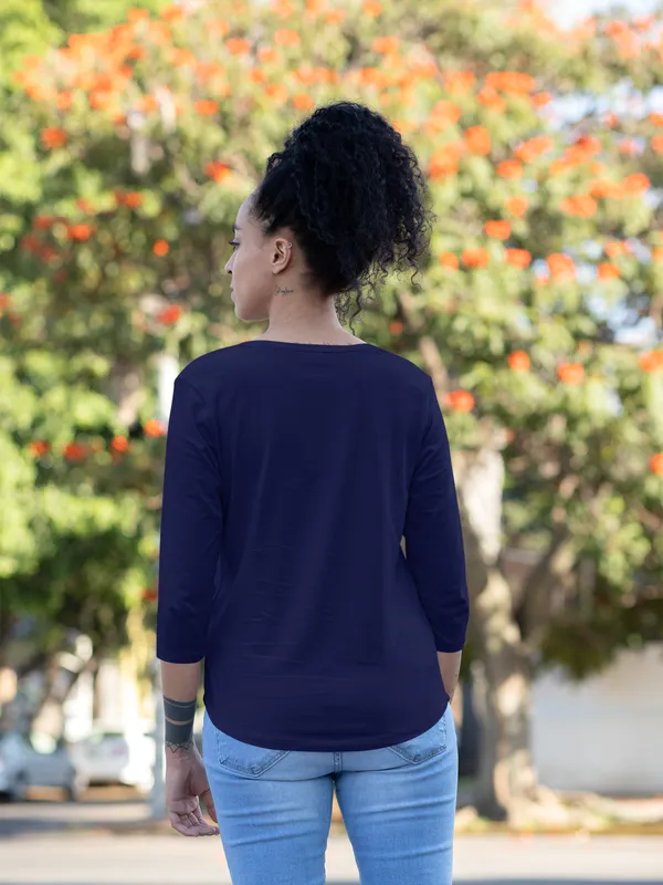 Navy_Blue_Cotton_Regular_Fit_T-Shirt_For_Women
