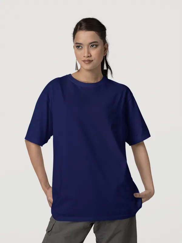 Navy_Blue_Cotton_Oversized_T-Shirt_For_Women