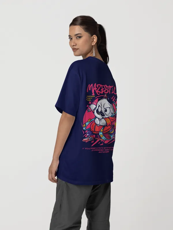 Navy_Blue_Cotton_Oversized_T-Shirt_For_Women