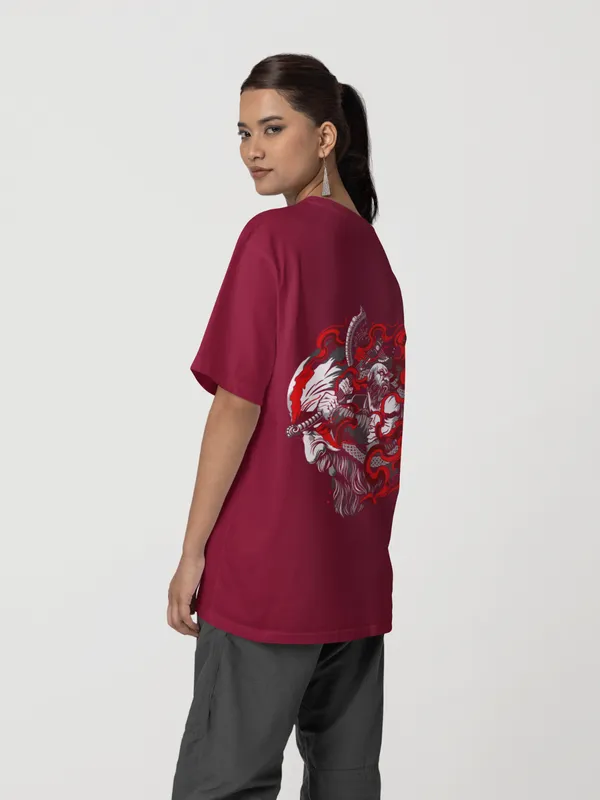 Maroon_Cotton_Oversized_T-Shirt_For_Women