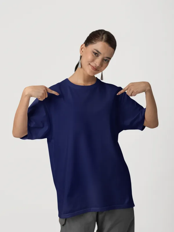 Navy_Blue_Cotton_Oversized_T-Shirt_For_Women