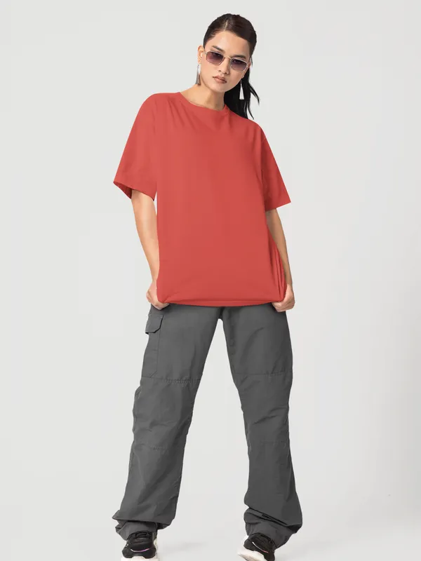 Coral_Cotton_Oversized_T-Shirt_For_Women