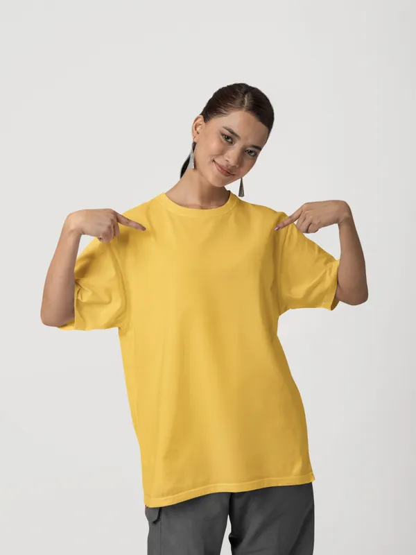 Golden_Yellow_Cotton_Oversized_T-Shirt_For_Women