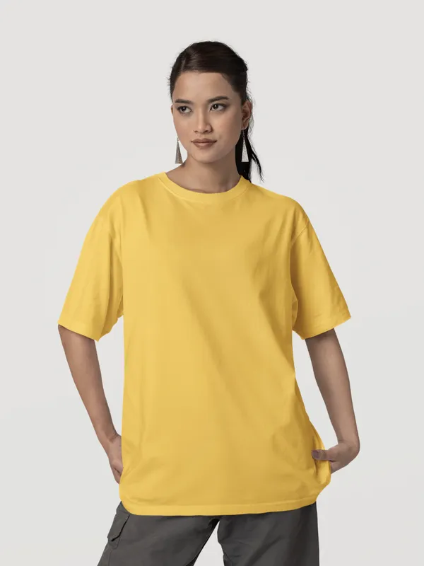 Golden_Yellow_Cotton_Oversized_T-Shirt_For_Women