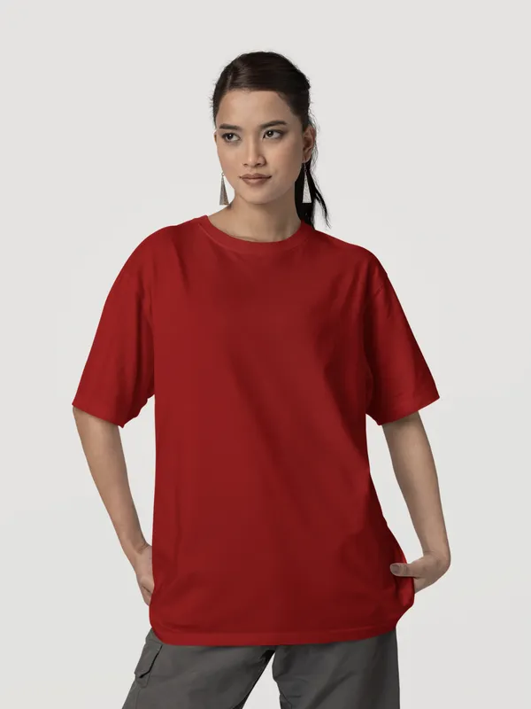 Maroon_Cotton_Oversized_T-Shirt_For_Women
