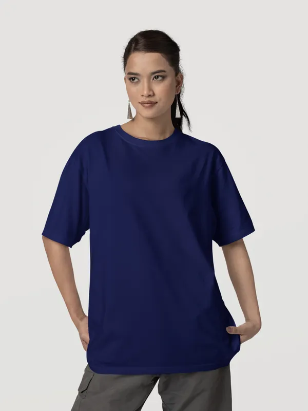Navy_Blue_Cotton_Oversized_T-Shirt_For_Women