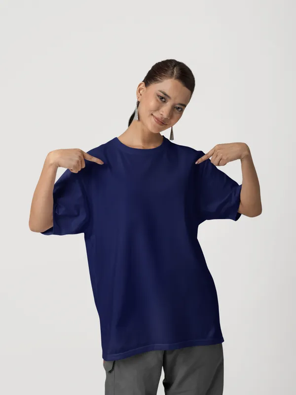 Navy_Blue_Cotton_Oversized_T-Shirt_For_Women