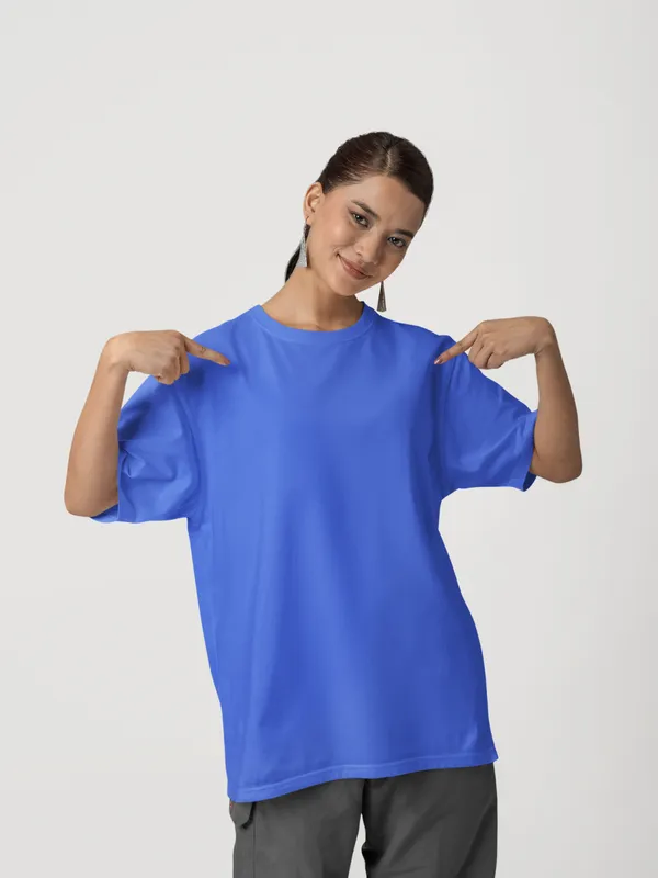 Royal_Blue_Cotton_Oversized_T-Shirt_For_Women