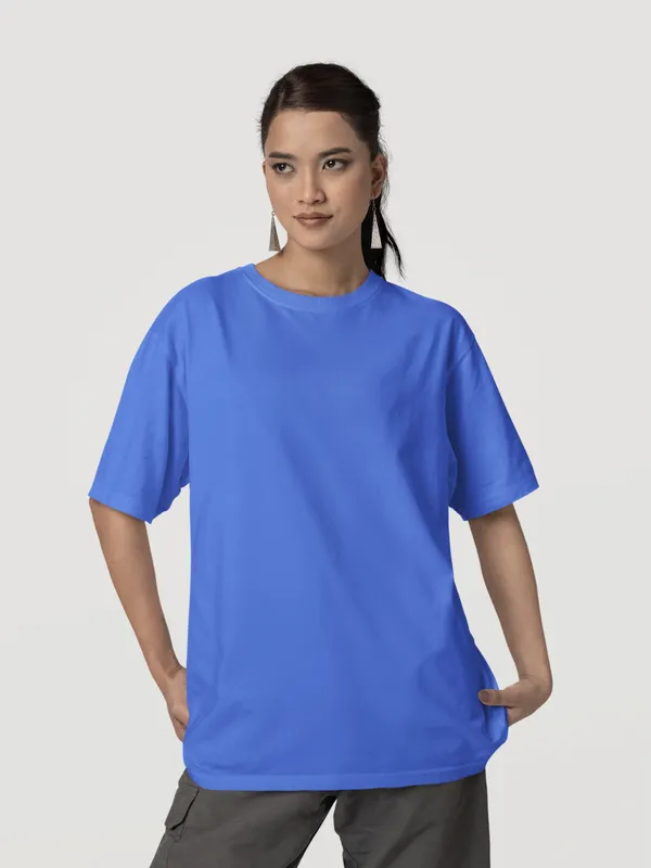 Royal_Blue_Cotton_Oversized_T-Shirt_For_Women