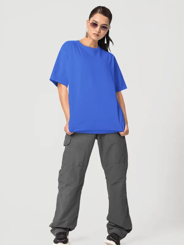 Royal_Blue_Cotton_Oversized_T-Shirt_For_Women