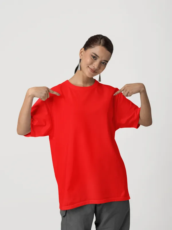 Red_Cotton_Oversized_T-Shirt_For_Women